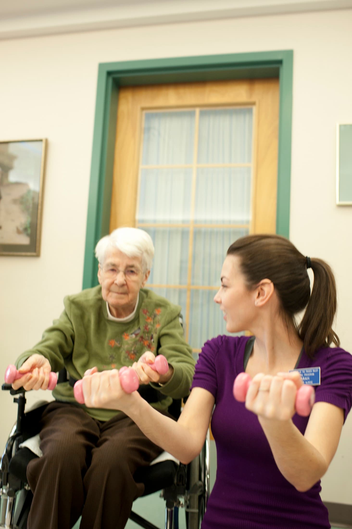 Older adults participating in a guided group fitness class
