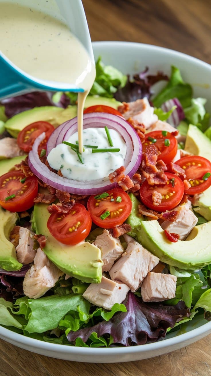 Avocado chicken salad bowl with low-carbohydrate ingredients
