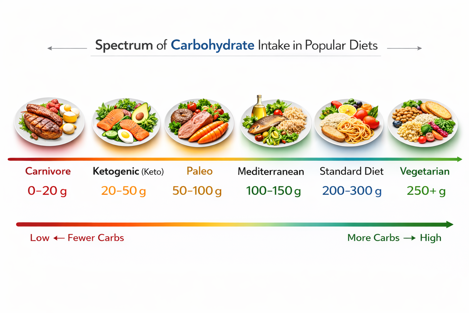 Spectrum of carbohydrate intake in popular diets